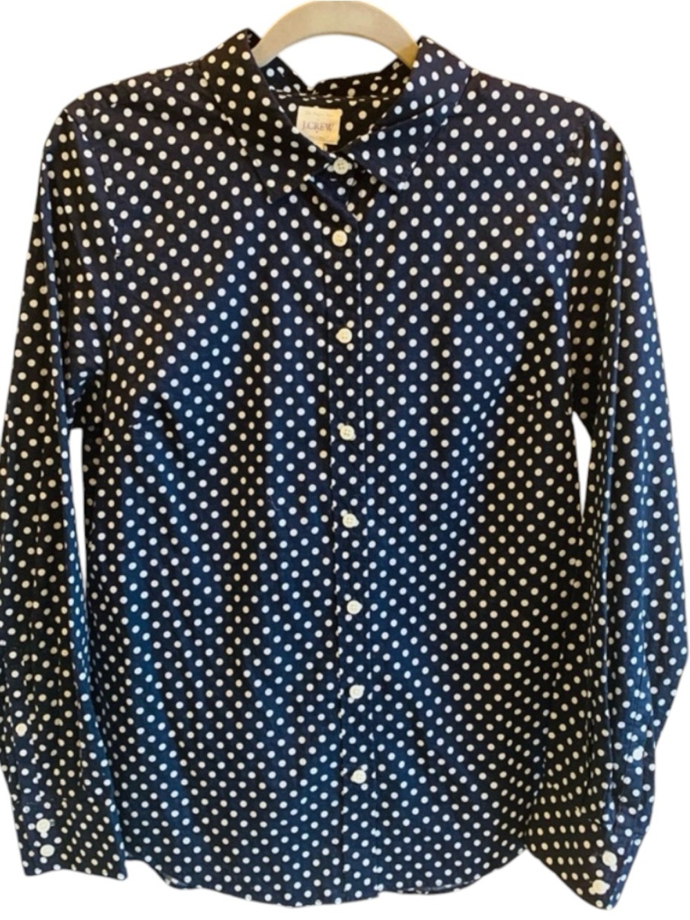 J. Crew Women’s Perfect Shirt Navy Polka Dot Size Medium
